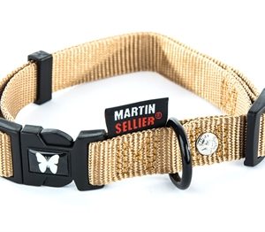 Martin sellier halsband nylon beige verstelbaar