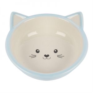 Happy pet voerbak kitten lichtblauw / creme