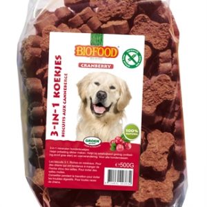 Biofood 3 in 1 hondenkoekjes met cranberry