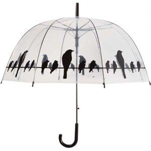 Paraplu vogels op draad transparant / zwart