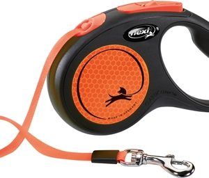 Flexi rollijn new neon tape zwart / neon oranje