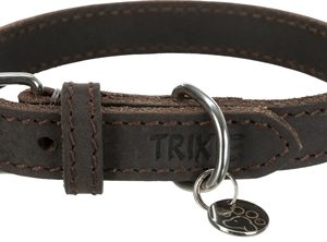 Trixie halsband hond rustic vetleer donkerbruin