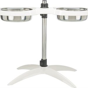 Trixie voerstandaard hondenbar melamine / rvs wit