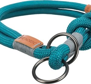 Trixie halsband hond be nordic slip met stop petrol / lichtgrijs