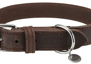Trixie halsband hond rustic vetleer donkerbruin