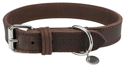 Trixie halsband hond rustic vetleer donkerbruin