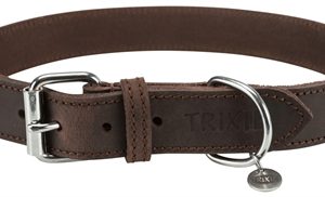 Trixie halsband hond rustic vetleer donkerbruin