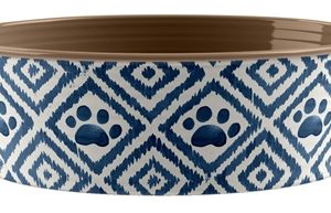 Tarhong voerbak paw ikat melamine indigo blauw